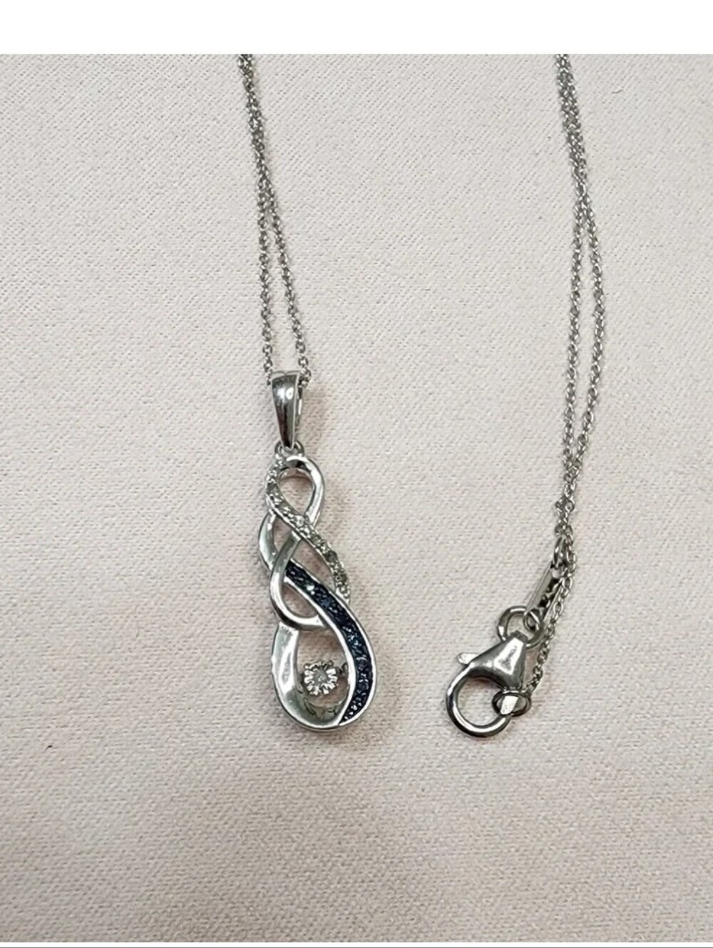 Savvy Cie Sterling Silver Blue Diamond Drop Necklace - 0.10 ctw - Picture 4 of 6